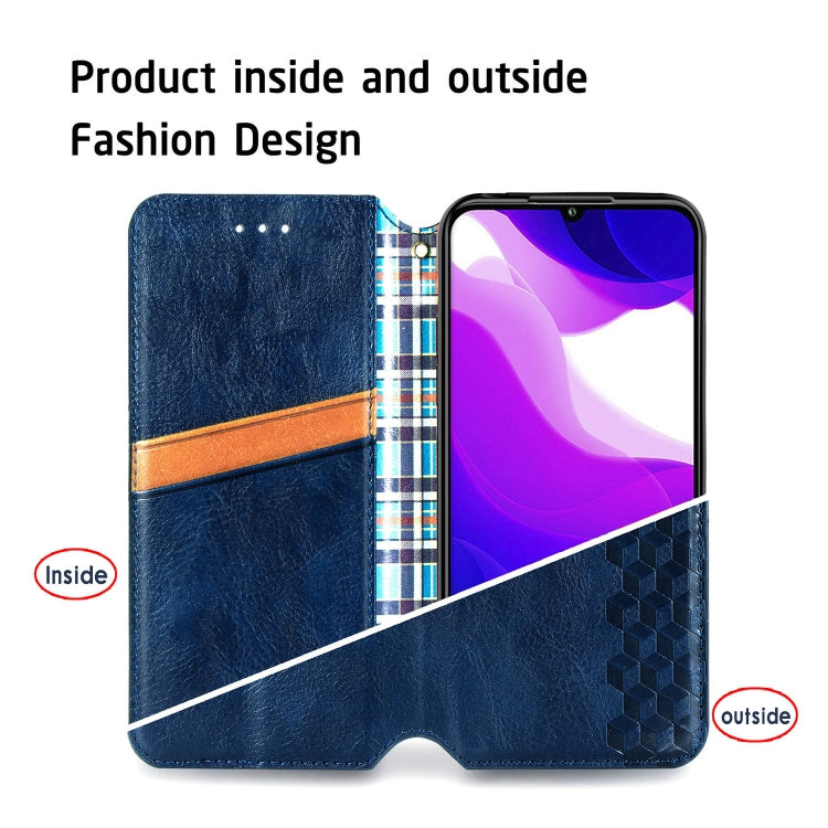 For Xiaomi Mi 10 Lite 5G Cubic Grid Pressed Horizontal Flip Magnetic Leather Case with Holder & Card Slots & Wallet