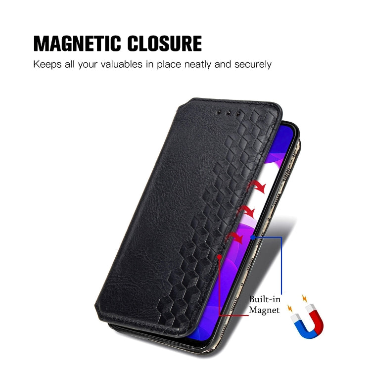 For Xiaomi Mi 10 Lite 5G Cubic Grid Pressed Horizontal Flip Magnetic Leather Case with Holder & Card Slots & Wallet