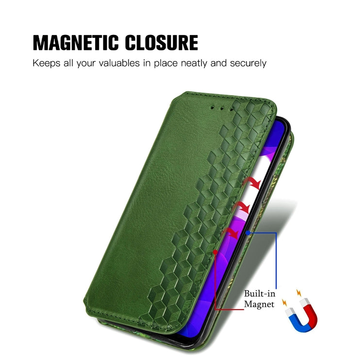 For Xiaomi Mi 10 Lite 5G Cubic Grid Pressed Horizontal Flip Magnetic Leather Case with Holder & Card Slots & Wallet