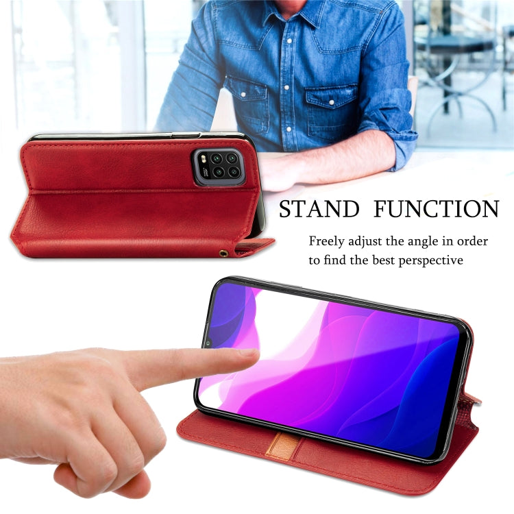 For Xiaomi Mi 10 Lite 5G Cubic Grid Pressed Horizontal Flip Magnetic Leather Case with Holder & Card Slots & Wallet