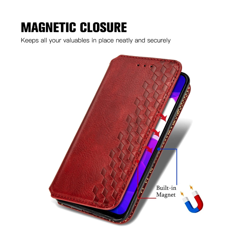 For Xiaomi Mi 10 Lite 5G Cubic Grid Pressed Horizontal Flip Magnetic Leather Case with Holder & Card Slots & Wallet