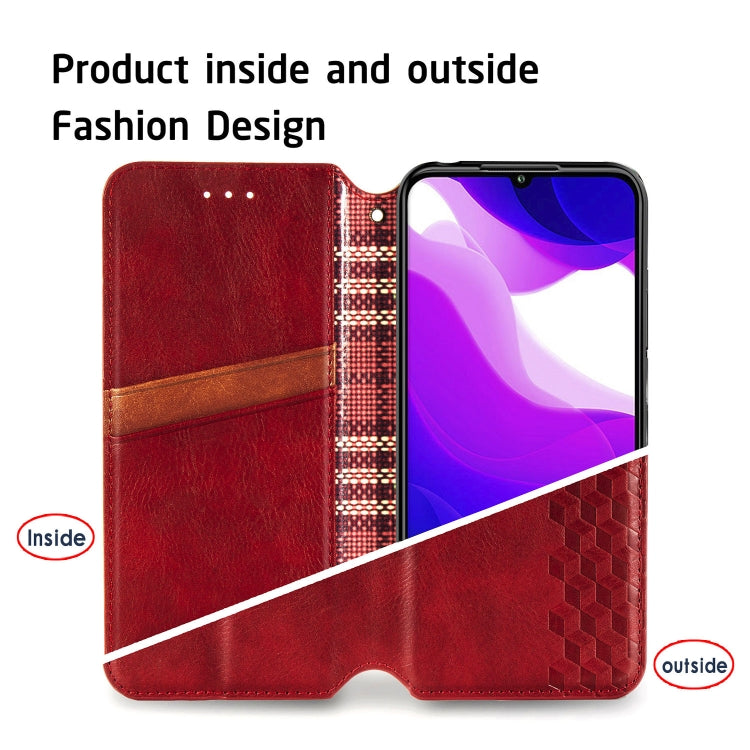 For Xiaomi Mi 10 Lite 5G Cubic Grid Pressed Horizontal Flip Magnetic Leather Case with Holder & Card Slots & Wallet