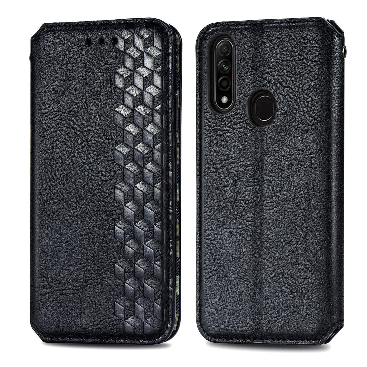 For OPPO A31 5G Cubic Grid Pressed Horizontal Flip Magnetic Leather Case with Holder & Card Slots & Wallet