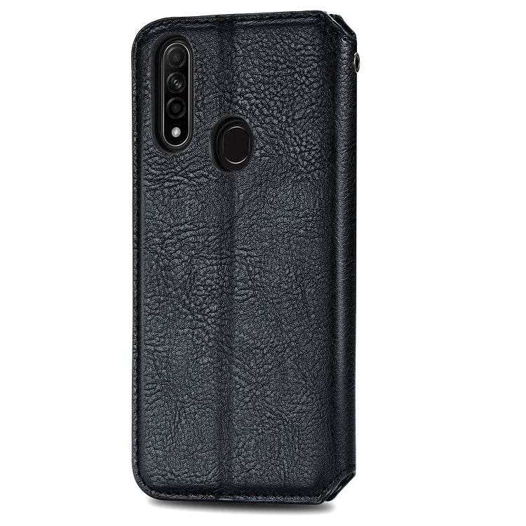 For OPPO A31 5G Cubic Grid Pressed Horizontal Flip Magnetic Leather Case with Holder & Card Slots & Wallet