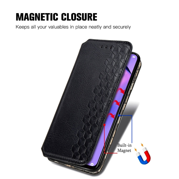 For OPPO A31 5G Cubic Grid Pressed Horizontal Flip Magnetic Leather Case with Holder & Card Slots & Wallet