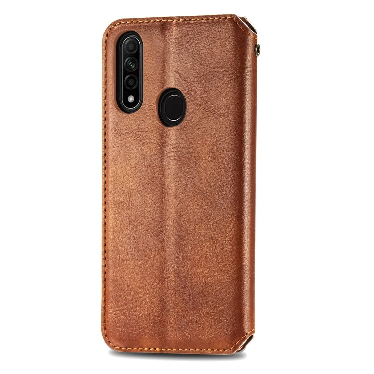 For OPPO A31 5G Cubic Grid Pressed Horizontal Flip Magnetic Leather Case with Holder & Card Slots & Wallet