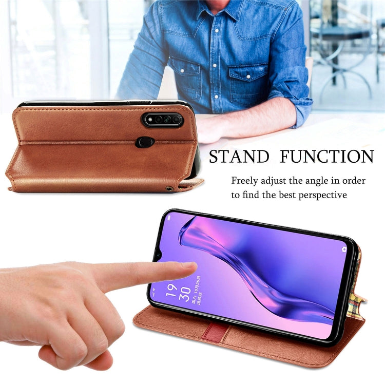 For OPPO A31 5G Cubic Grid Pressed Horizontal Flip Magnetic Leather Case with Holder & Card Slots & Wallet