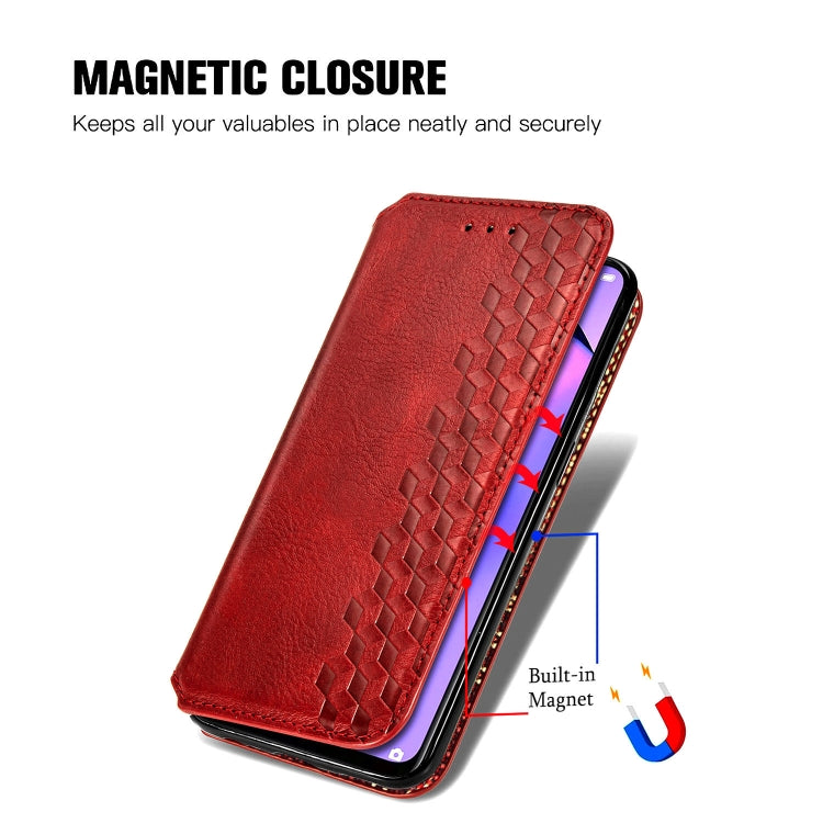For OPPO A31 5G Cubic Grid Pressed Horizontal Flip Magnetic Leather Case with Holder & Card Slots & Wallet
