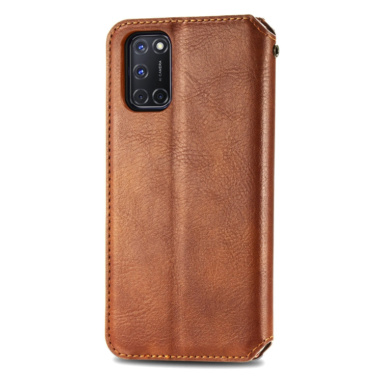 For OPPO A52 / A72 / A92 Cubic Grid Pressed Horizontal Flip Magnetic Leather Case with Holder & Card Slots & Wallet