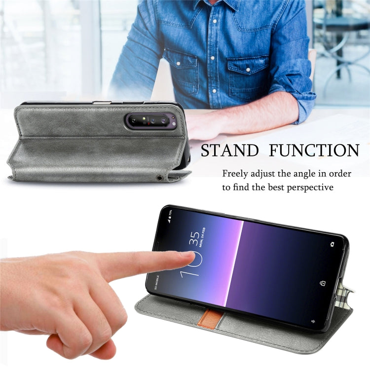 For Sony Xperia 1 II Cubic Grid Pressed Horizontal Flip Magnetic Leather Case with Holder & Card Slots & Wallet