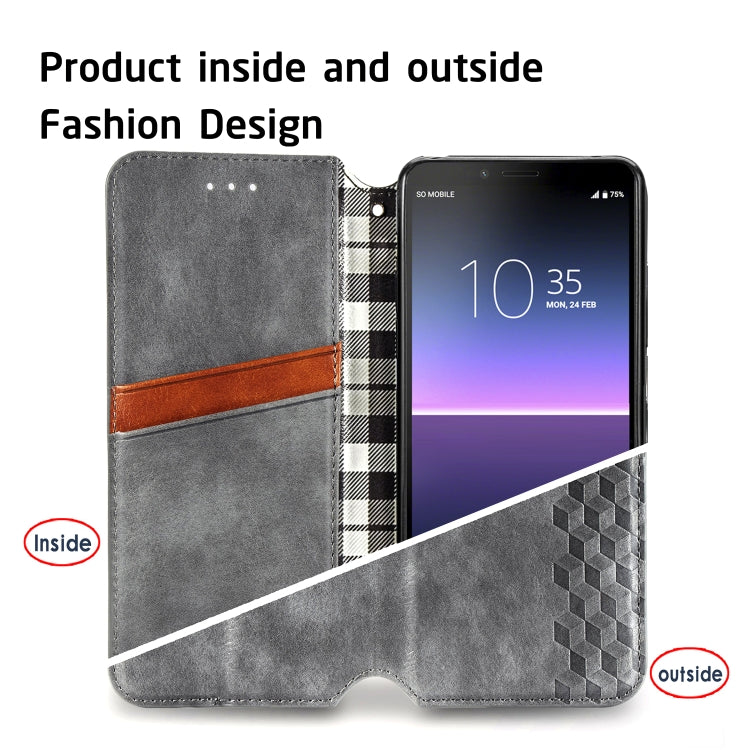 For Sony Xperia 1 II Cubic Grid Pressed Horizontal Flip Magnetic Leather Case with Holder & Card Slots & Wallet