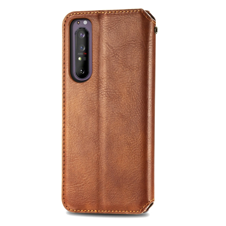 For Sony Xperia 1 II Cubic Grid Pressed Horizontal Flip Magnetic Leather Case with Holder & Card Slots & Wallet