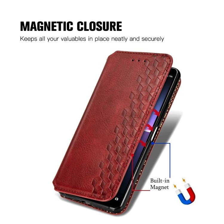 For Sony Xperia 1 II Cubic Grid Pressed Horizontal Flip Magnetic Leather Case with Holder & Card Slots & Wallet