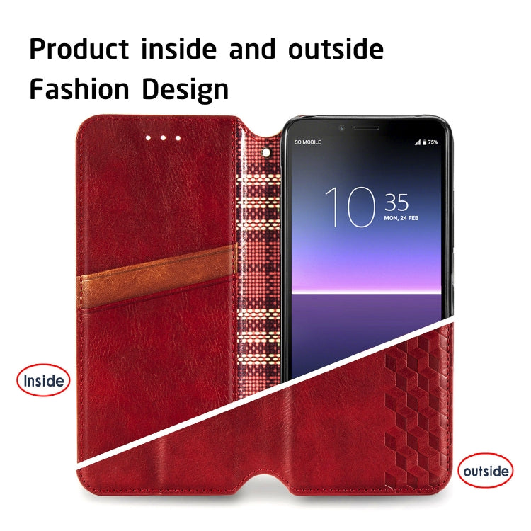 For Sony Xperia 1 II Cubic Grid Pressed Horizontal Flip Magnetic Leather Case with Holder & Card Slots & Wallet
