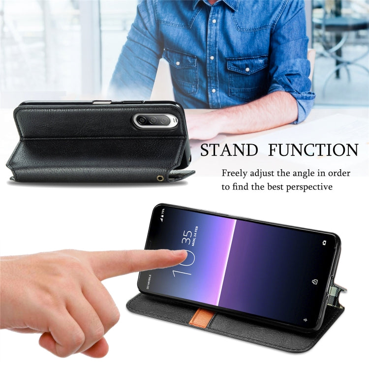 For Sony Xperia 10 II Cubic Grid Pressed Horizontal Flip Magnetic Leather Case with Holder & Card Slots & Wallet