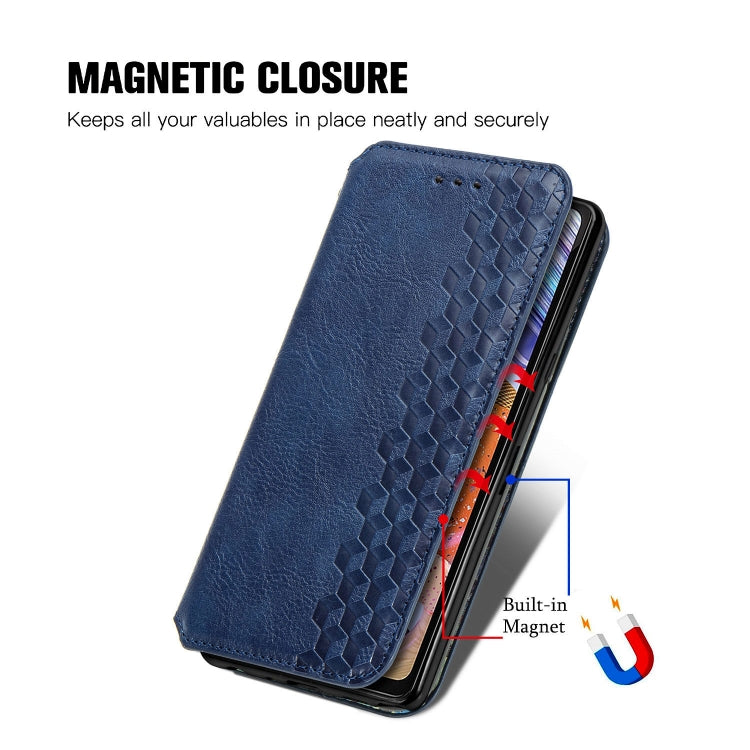For LG Stylo 6 Cubic Grid Pressed Horizontal Flip Magnetic Leather Case with Holder & Card Slots & Wallet