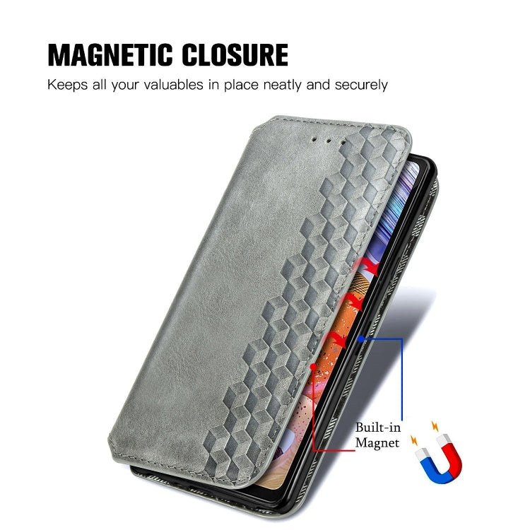 For LG Stylo 6 Cubic Grid Pressed Horizontal Flip Magnetic Leather Case with Holder & Card Slots & Wallet