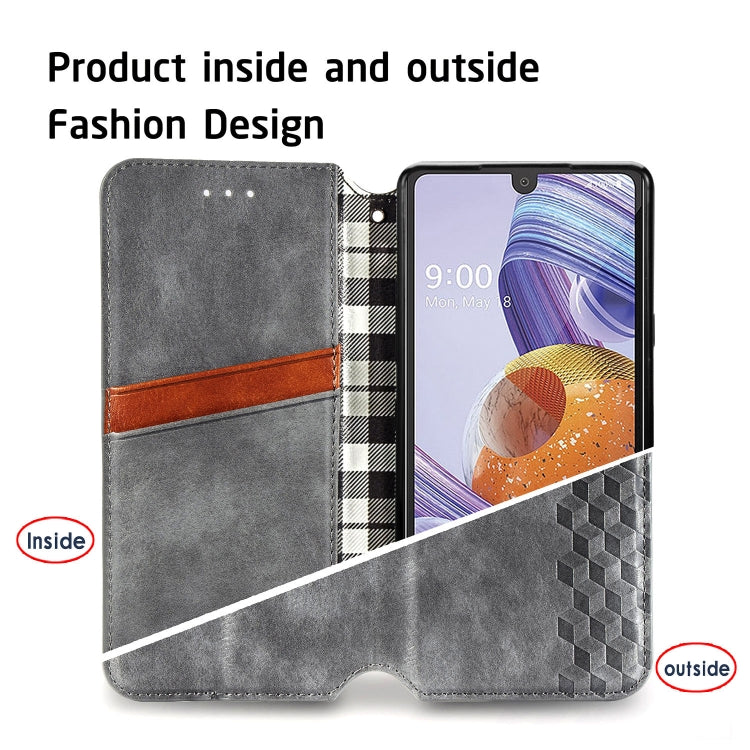 For LG Stylo 6 Cubic Grid Pressed Horizontal Flip Magnetic Leather Case with Holder & Card Slots & Wallet