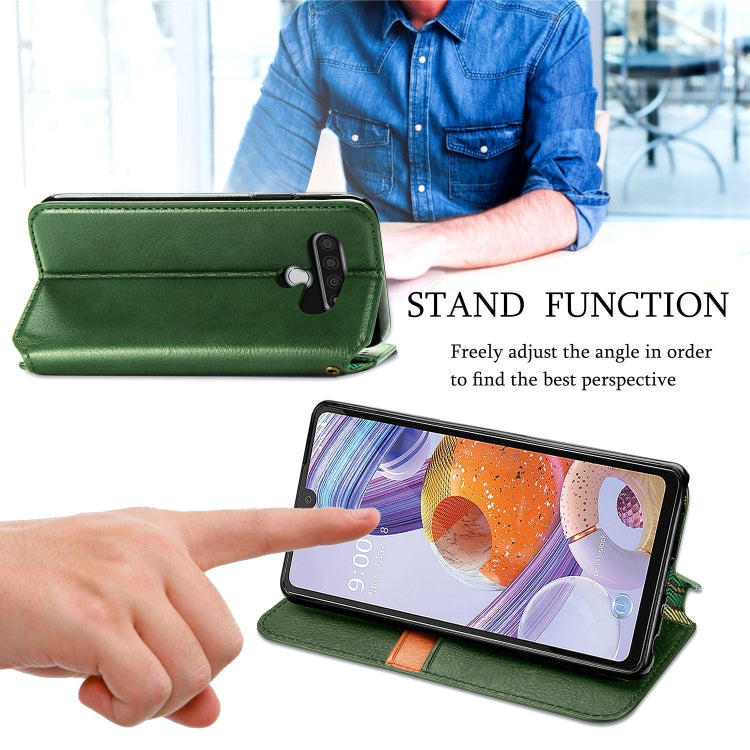 For LG Stylo 6 Cubic Grid Pressed Horizontal Flip Magnetic Leather Case with Holder & Card Slots & Wallet