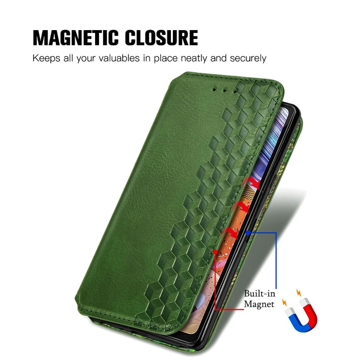 For LG Stylo 6 Cubic Grid Pressed Horizontal Flip Magnetic Leather Case with Holder & Card Slots & Wallet