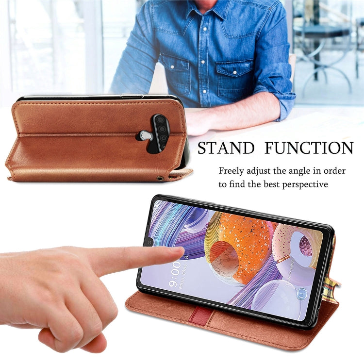 For LG Stylo 6 Cubic Grid Pressed Horizontal Flip Magnetic Leather Case with Holder & Card Slots & Wallet