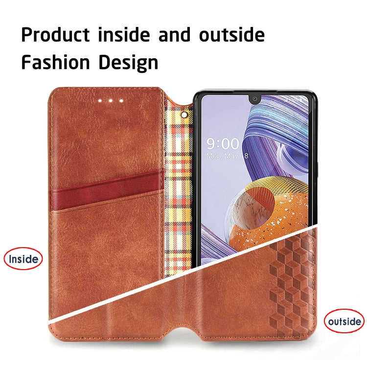 For LG Stylo 6 Cubic Grid Pressed Horizontal Flip Magnetic Leather Case with Holder & Card Slots & Wallet