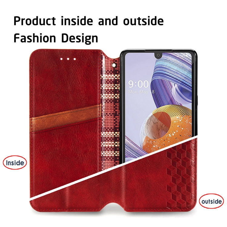 For LG Stylo 6 Cubic Grid Pressed Horizontal Flip Magnetic Leather Case with Holder & Card Slots & Wallet