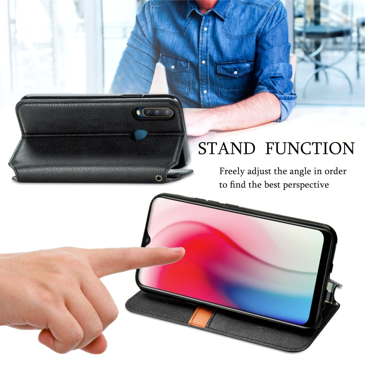 For Vivo Y17 Cubic Grid Pressed Horizontal Flip Magnetic Leather Case with Holder & Card Slots & Wallet