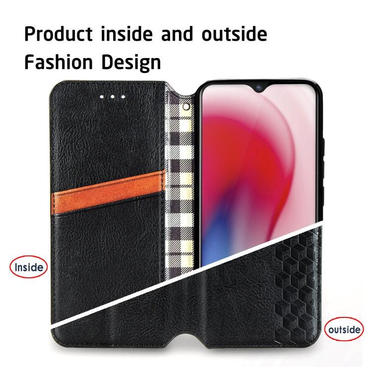For Vivo Y17 Cubic Grid Pressed Horizontal Flip Magnetic Leather Case with Holder & Card Slots & Wallet