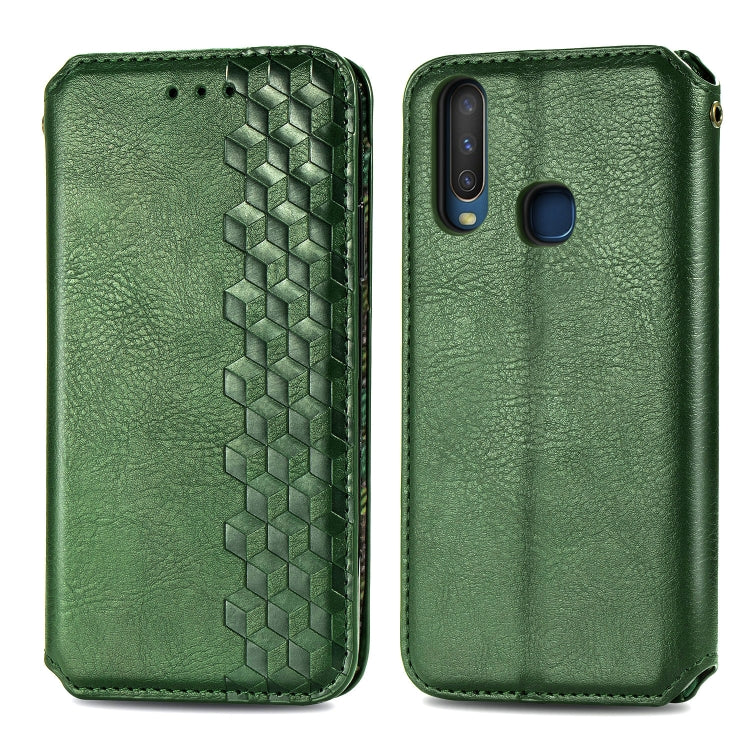 For Vivo Y17 Cubic Grid Pressed Horizontal Flip Magnetic Leather Case with Holder & Card Slots & Wallet