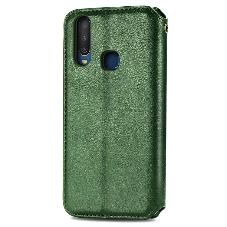 For Vivo Y17 Cubic Grid Pressed Horizontal Flip Magnetic Leather Case with Holder & Card Slots & Wallet