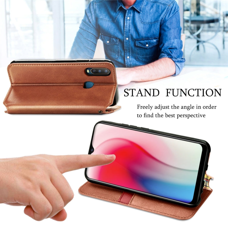 For Vivo Y17 Cubic Grid Pressed Horizontal Flip Magnetic Leather Case with Holder & Card Slots & Wallet