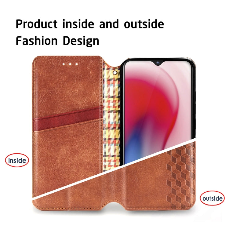 For Vivo Y17 Cubic Grid Pressed Horizontal Flip Magnetic Leather Case with Holder & Card Slots & Wallet