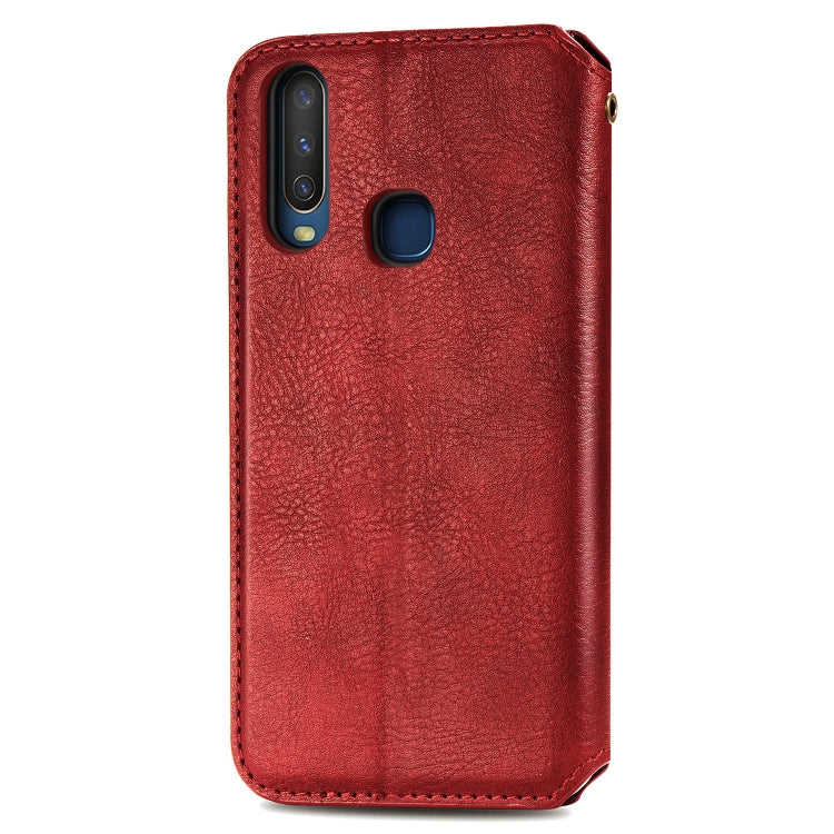 For Vivo Y17 Cubic Grid Pressed Horizontal Flip Magnetic Leather Case with Holder & Card Slots & Wallet