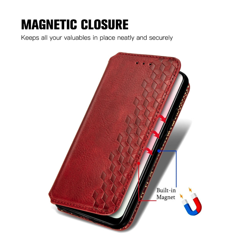 For Vivo Y17 Cubic Grid Pressed Horizontal Flip Magnetic Leather Case with Holder & Card Slots & Wallet