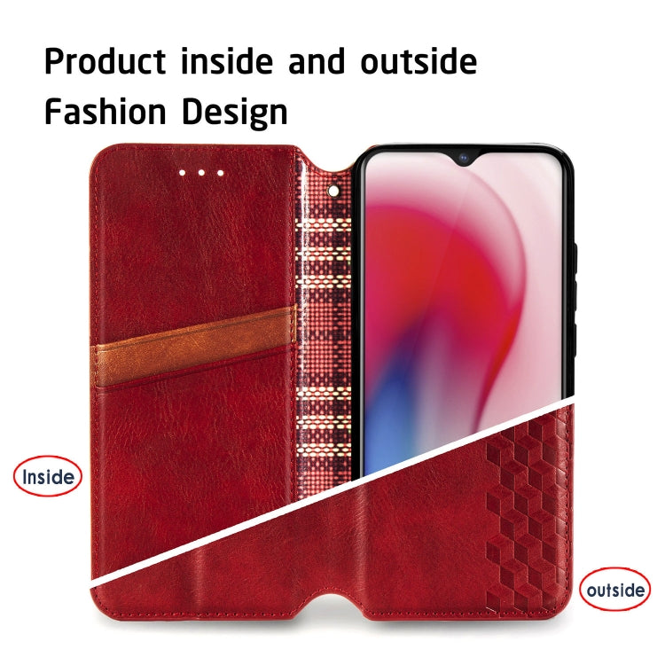 For Vivo Y17 Cubic Grid Pressed Horizontal Flip Magnetic Leather Case with Holder & Card Slots & Wallet