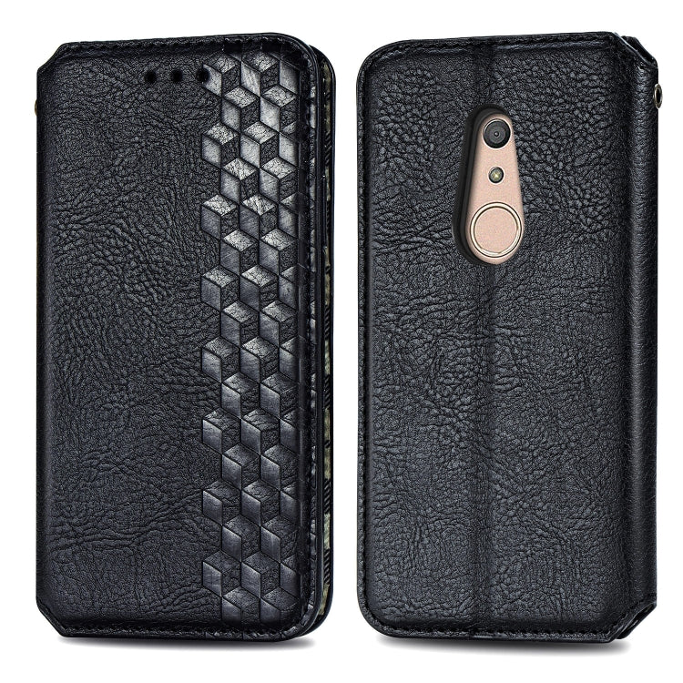 For Fujitsu Arrows Be4 F-41A Cubic Grid Pressed Horizontal Flip Magnetic Leather Case with Holder & Card Slots & Wallet