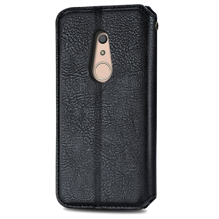 For Fujitsu Arrows Be4 F-41A Cubic Grid Pressed Horizontal Flip Magnetic Leather Case with Holder & Card Slots & Wallet