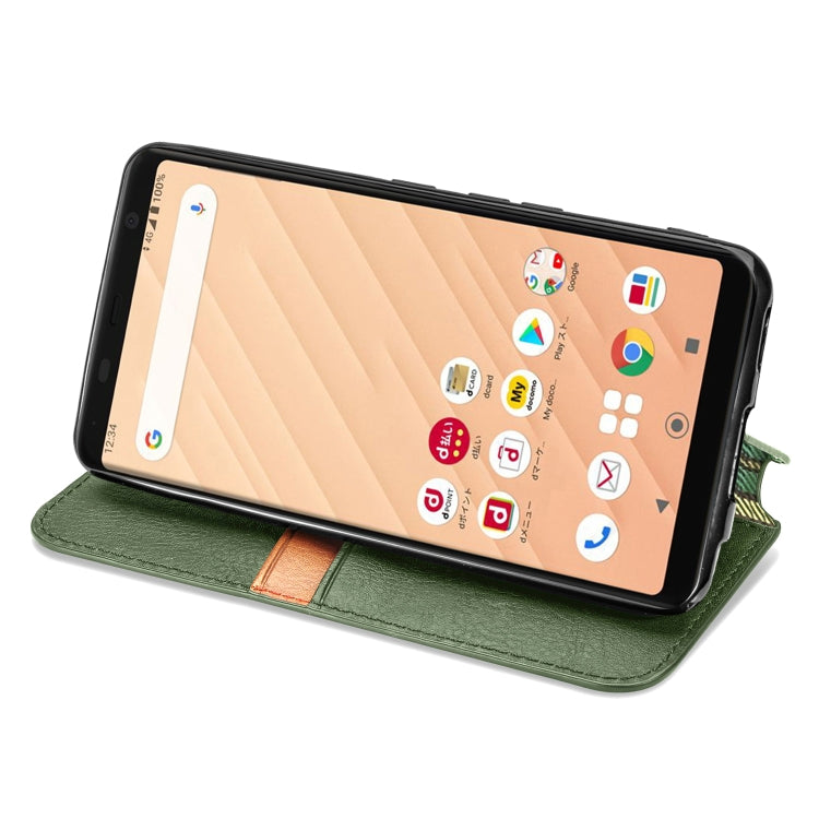 For Fujitsu Arrows Be4 F-41A Cubic Grid Pressed Horizontal Flip Magnetic Leather Case with Holder & Card Slots & Wallet