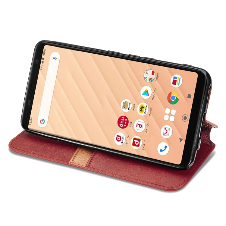 For Fujitsu Arrows Be4 F-41A Cubic Grid Pressed Horizontal Flip Magnetic Leather Case with Holder & Card Slots & Wallet