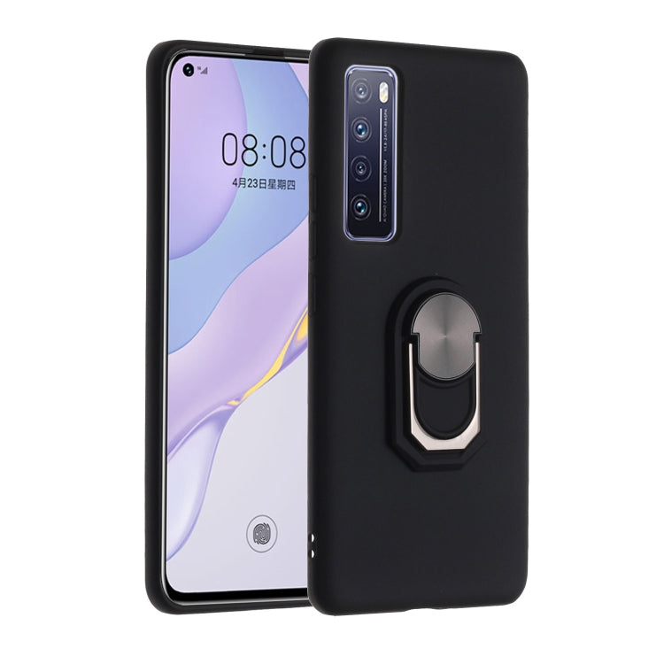 For Huawei nova 7 5G Black Armor PC + TPU Shockproof Protective Case with Ring Holder(Black)