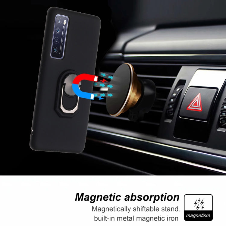 For Huawei nova 7 5G Black Armor PC + TPU Shockproof Protective Case with Ring Holder(Black)