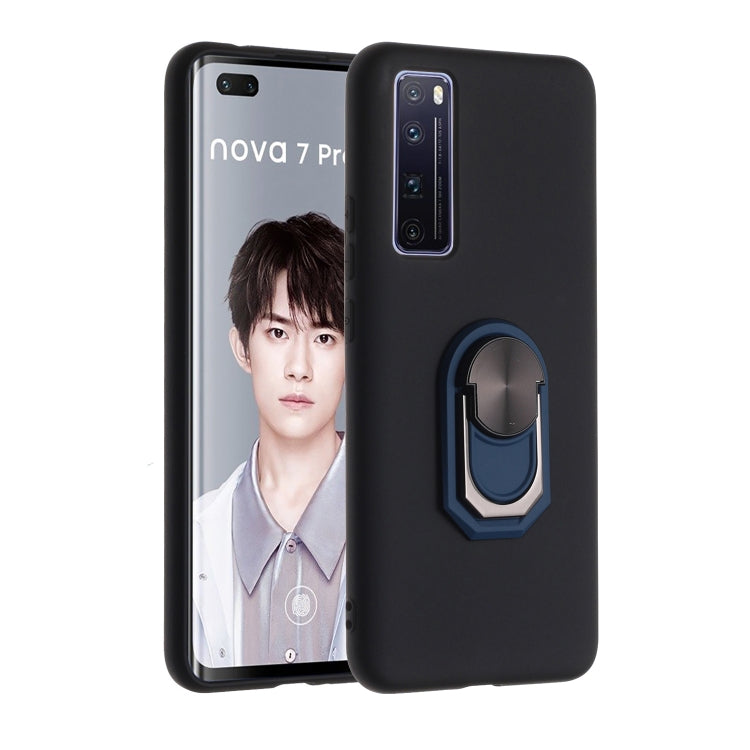 For Huawei nova 7 Pro 5G Black Armor PC + TPU Shockproof Protective Case with Ring Holder(Blue)