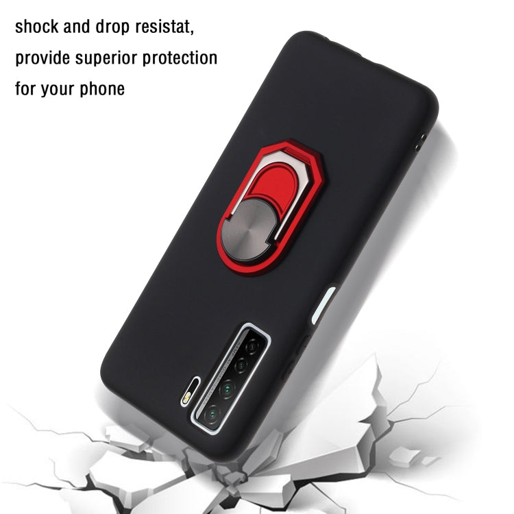 For Huawei nova 7 SE / P40 lite 5G Black Armor PC + TPU Shockproof Protective Case with Ring Holder(Red)