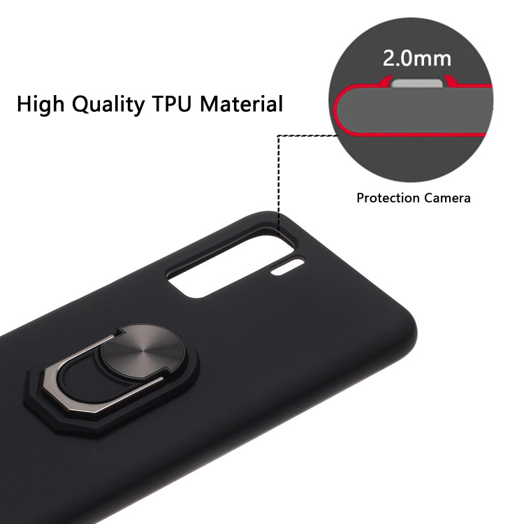 For Huawei nova 7 SE / P40 lite 5G Black Armor PC + TPU Shockproof Protective Case with Ring Holder(Red)