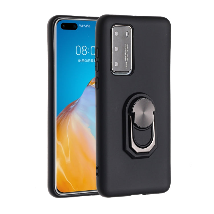 For Huawei P40 Black Armor PC + TPU Shockproof Protective Case with Ring Holder