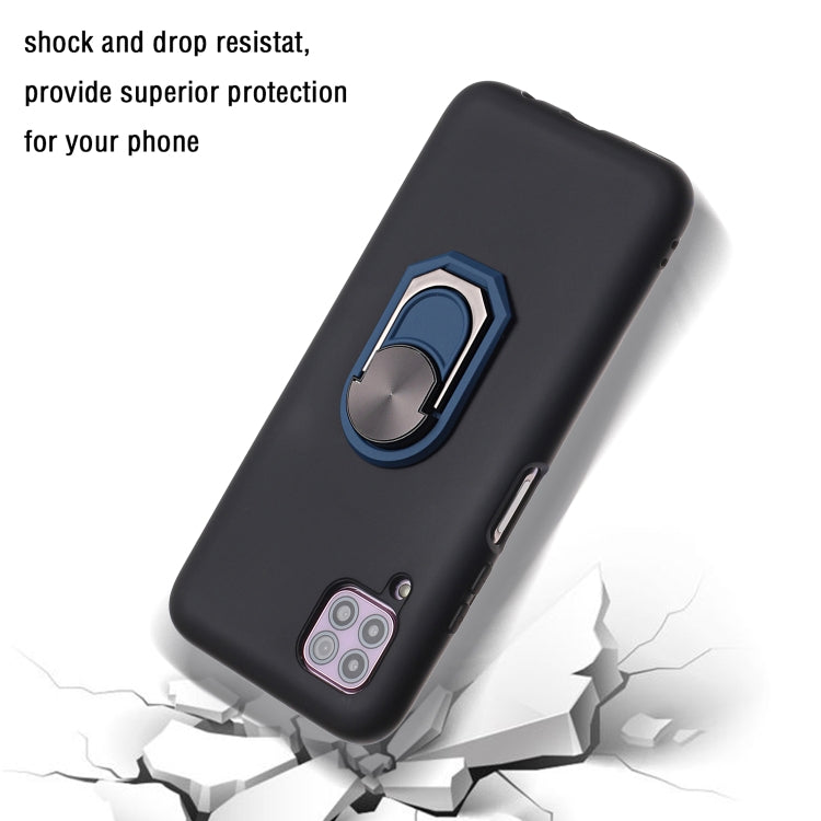 For Huawei P40 lite / nova 6 SE Black Armor PC + TPU Shockproof Protective Case with Ring Holder(Blue)