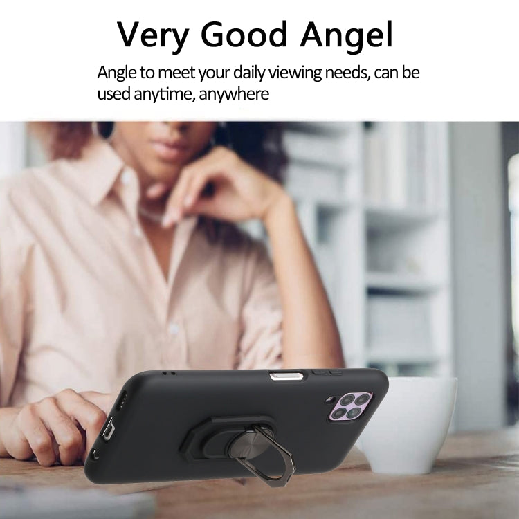 For Huawei P40 lite / nova 6 SE Black Armor PC + TPU Shockproof Protective Case with Ring Holder(Blue)