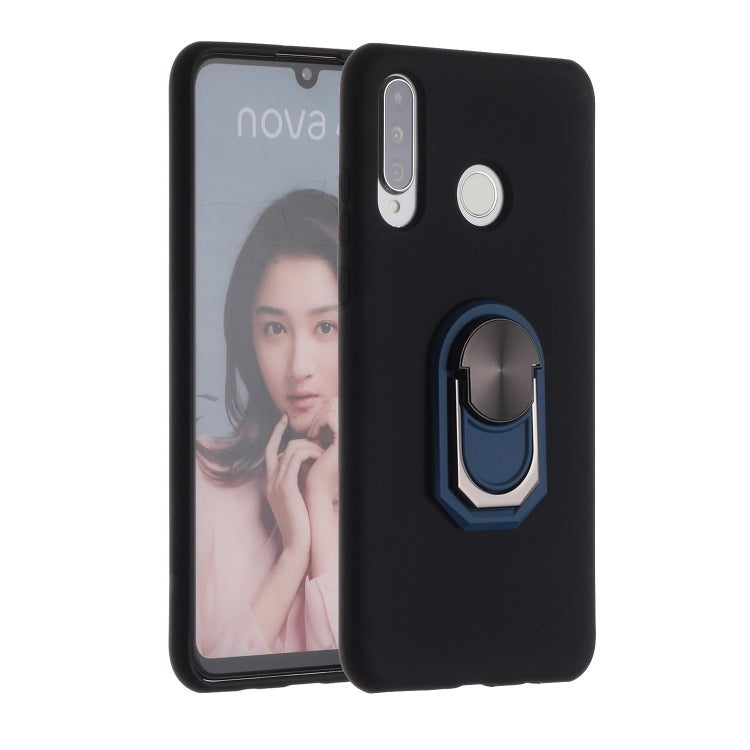 For Huawei P30 lite / Nova 4e Black Armor PC + TPU Shockproof Protective Case with Ring Holder(Blue)