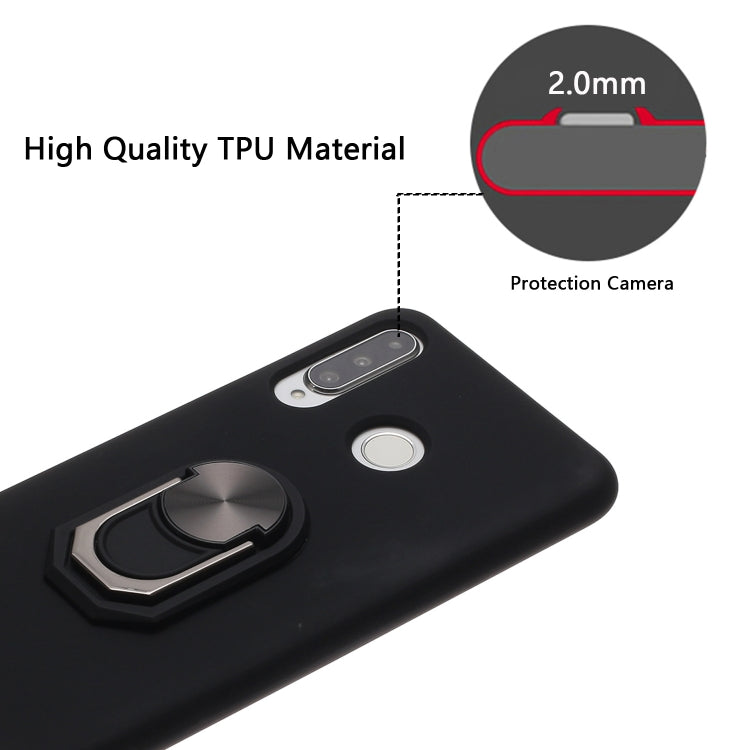 For Huawei P30 lite / Nova 4e Black Armor PC + TPU Shockproof Protective Case with Ring Holder(Blue)